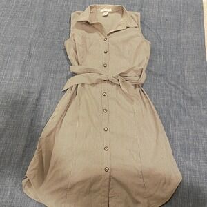 GRACE Striped Sleeveless Shirt Dress Tie Waist Button Front Women's Size 14